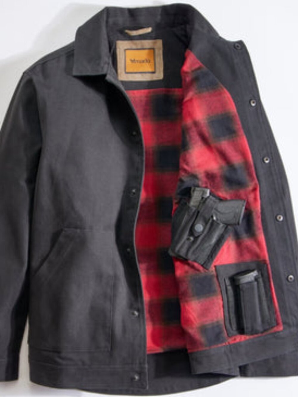 Concealed Carry Flannel Lined Canvas Shirt Jacket - Black | 3XL